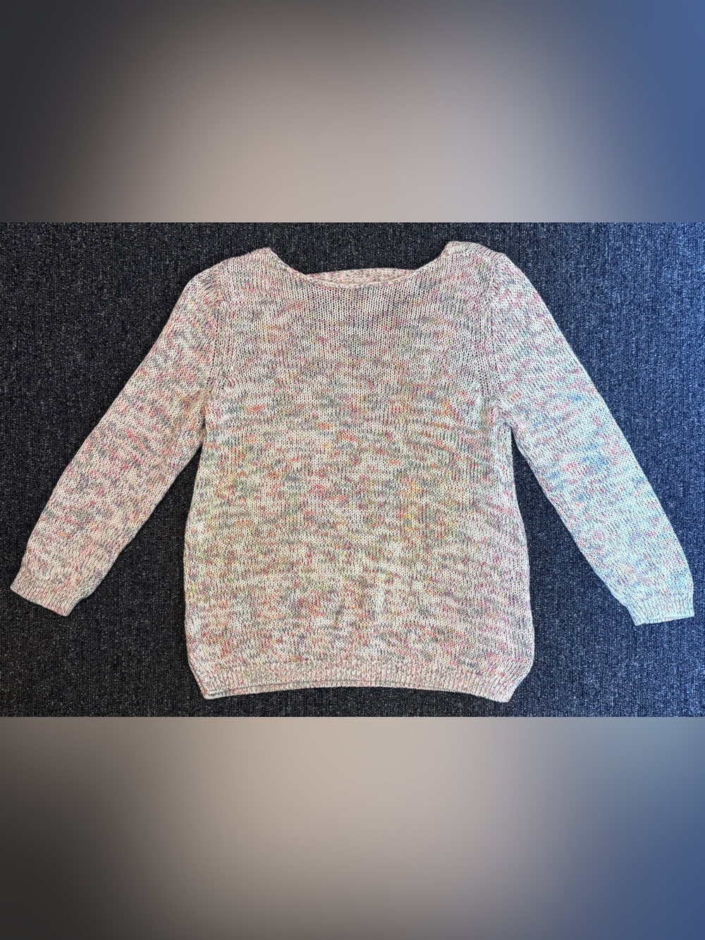 LOFT Pastel Rainbow Space Dye Knit Sweater Sz‎ M Marled Cotton Grandmacore